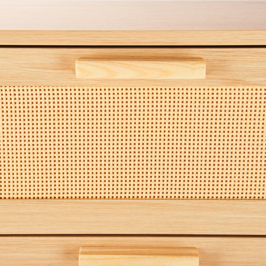Rattan Dresser, Rattan Chest of Drawers, Closet Storage Oak Drawer Chest for Bedroom, 2 to 6 Rattan Drawers, Rattan Dresser for Bedroom