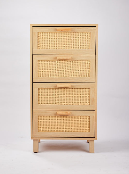 Rattan Dresser, Rattan Chest of Drawers, Closet Storage Oak Drawer Chest for Bedroom, 2 to 6 Rattan Drawers, Rattan Dresser for Bedroom