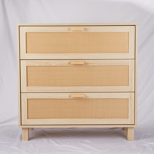Rattan Dresser, Rattan Chest of Drawers, Closet Storage Oak Drawer Chest for Bedroom, 2 to 6 Rattan Drawers, Rattan Dresser for Bedroom