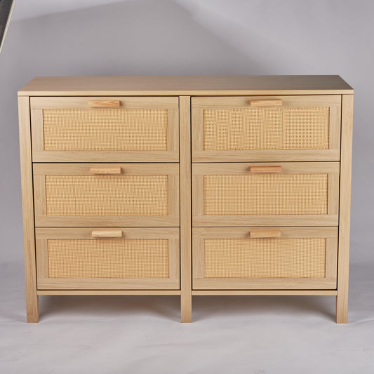 Rattan Dresser, Rattan Chest of Drawers, Closet Storage Oak Drawer Chest for Bedroom, 2 to 6 Rattan Drawers, Rattan Dresser for Bedroom