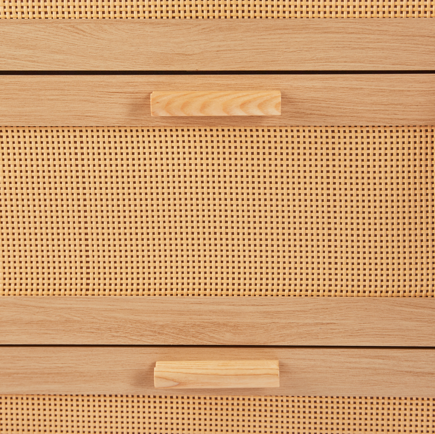 Rattan Dresser, Rattan Chest of Drawers, Closet Storage Oak Drawer Chest for Bedroom, 2 to 6 Rattan Drawers, Rattan Dresser for Bedroom
