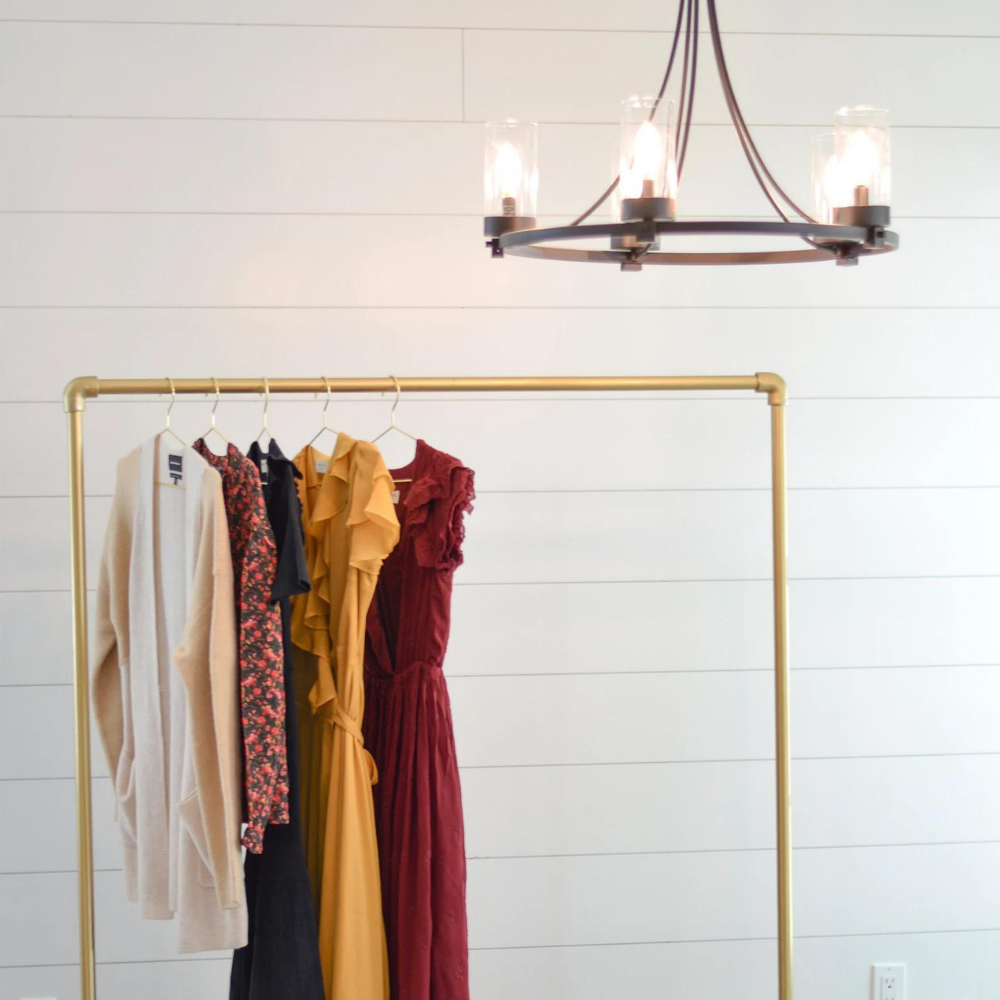 SD Gold Clothing Rack, Rolling Clothes Rack, Boutique Clothing Rack, Clothes Rack Heavy Duty with Wheels (Gold)