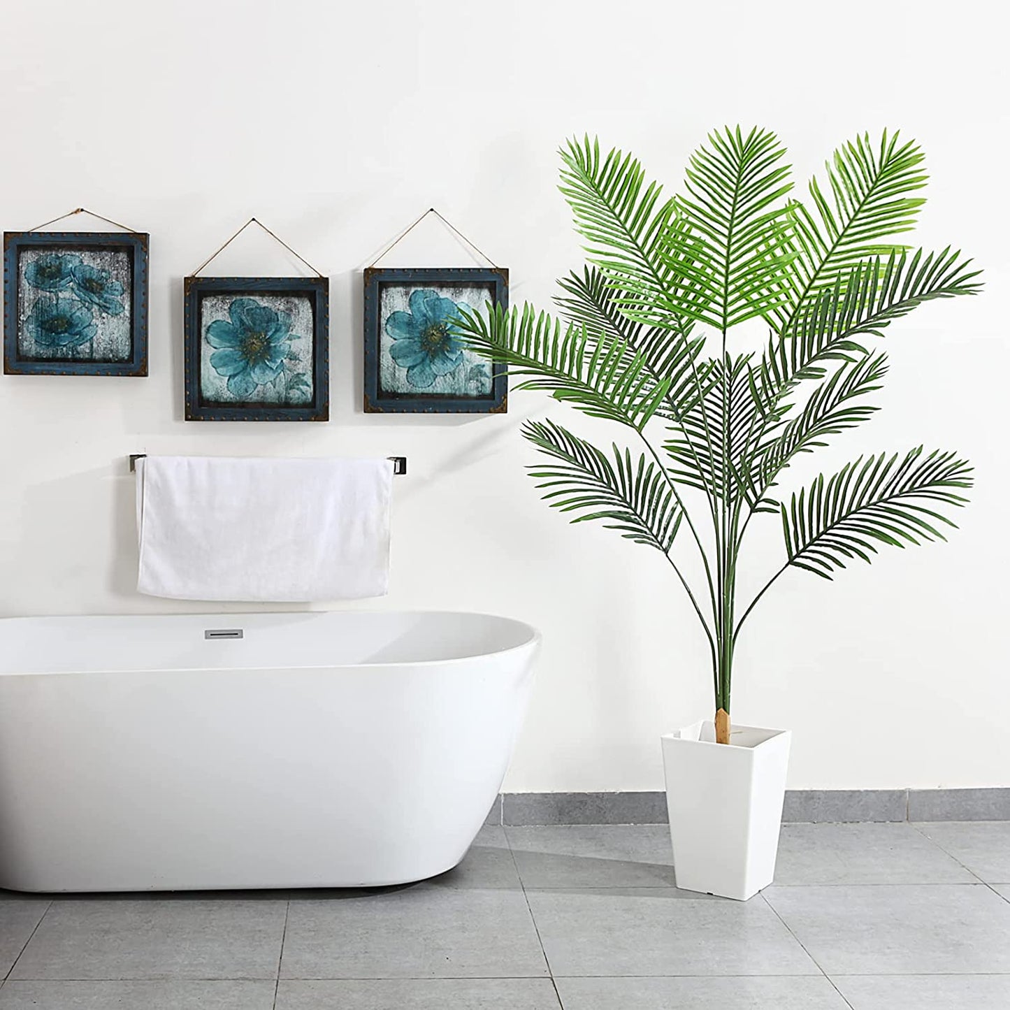 5 feet Areca Artificial Plant, Tall Fake Tropical Palm Tree Potted, Realistic Faux Silk Plants for Home Office Outdoor Decor