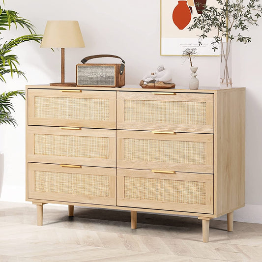 Rattan 6 Drawer Dresser