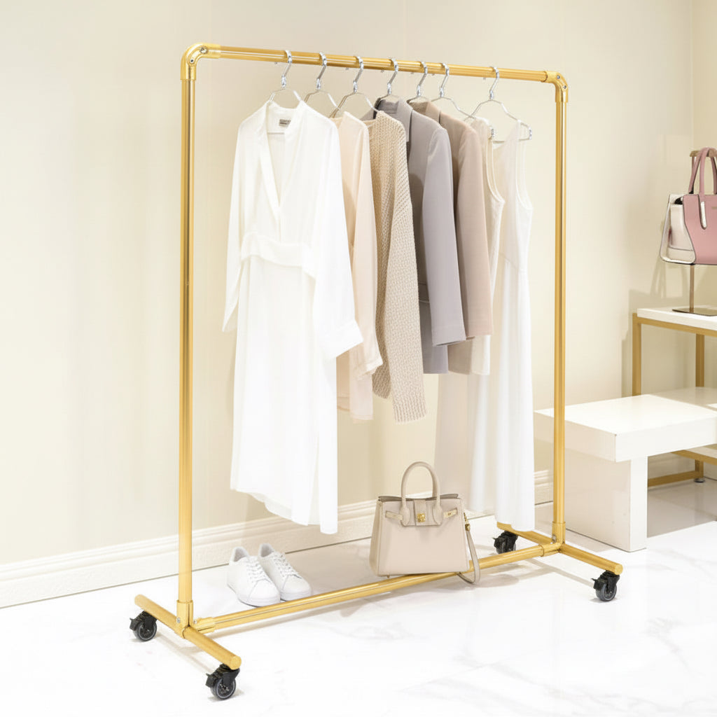 Uubranded Wall Mounted Clothes Rack Gold Garment Rack Hanging Rod Display Rack Bedroom Gold Clothes Rack Wall Mounted Garment Rack Hanging Rod for