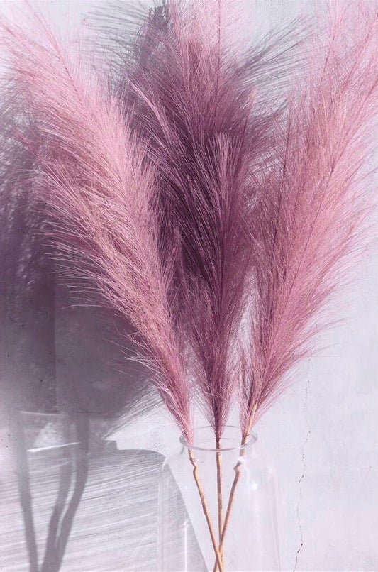 Pampas Grass Decor, 4 Pcs Faux Pampas Grass Plants, 32 inch Artificial Fluffy Tall Pampas Grass for Floor Vase, Pompass Grass Branches, Pompous Grass, Pampass Grass, Pompas Grass (Lilac Taupe)