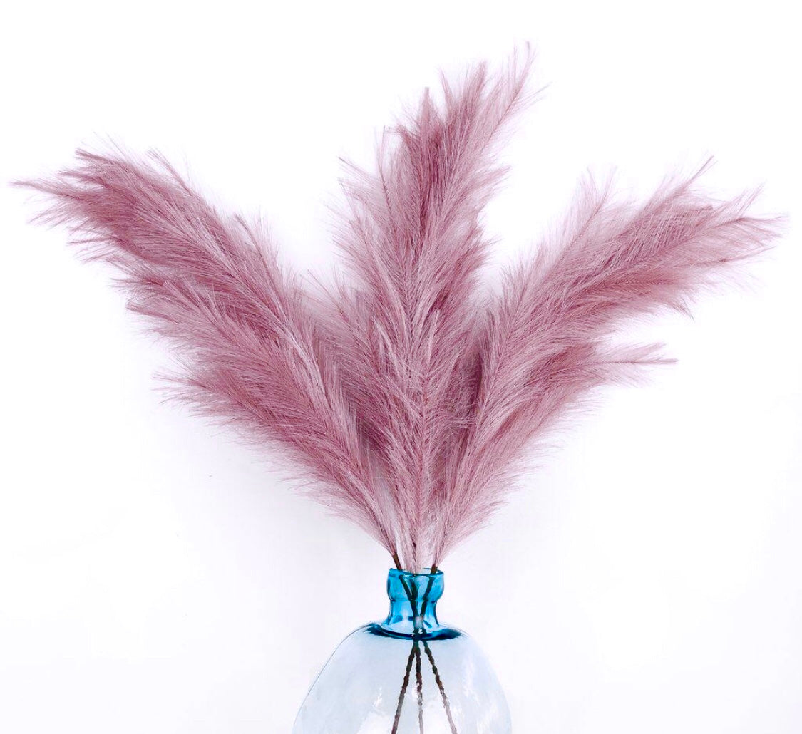Pampas Grass Decor, 4 Pcs Faux Pampas Grass Plants, 32 inch Artificial Fluffy Tall Pampas Grass for Floor Vase, Pompass Grass Branches, Pompous Grass, Pampass Grass, Pompas Grass (Lilac Taupe)