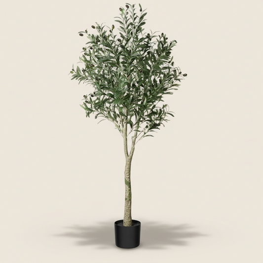 5 Feet Artificial Olive Tree Plant, Olive Trees Artificial Indoor, Large Faux Olive Branches and Fruits, Potted Olive Tree, Fake Olive Tree