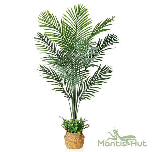 5 feet Areca Artificial Plant, Tall Fake Tropical Palm Tree Potted, Realistic Faux Silk Plants for Home Office Outdoor Decor
