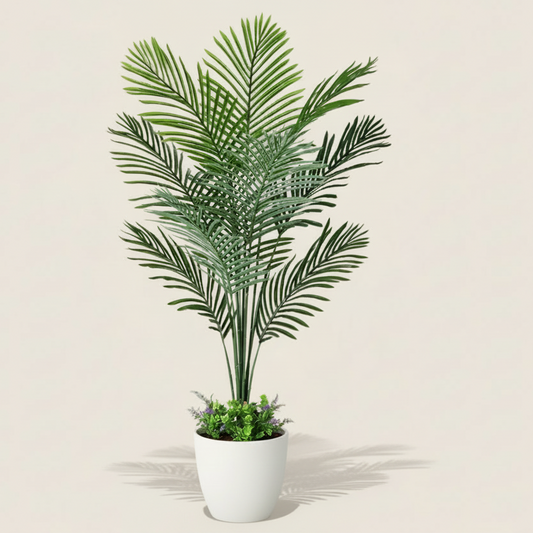 5 feet Areca Artificial Plant, Tall Fake Tropical Palm Tree Potted, Realistic Faux Silk Plants for Home Office Outdoor Decor