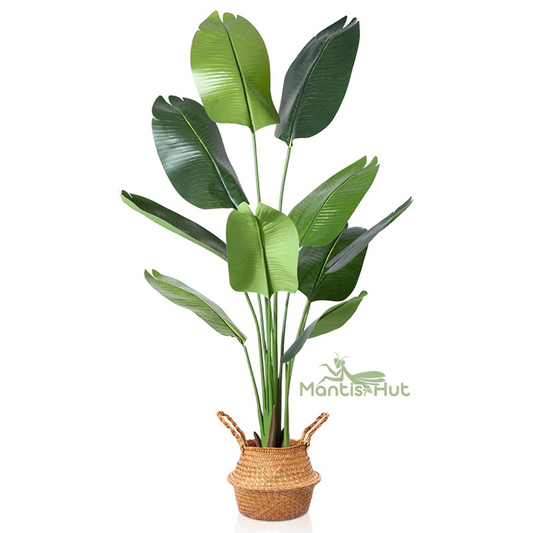 5 feet Bird of Paradise Artificial Plant, Tall Fake Tropical Palm Tree Potted, Realistic Faux Silk Plants for Home Office Outdoor Decor