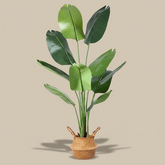 5 feet Bird of Paradise Artificial Plant, Tall Fake Tropical Palm Tree Potted, Realistic Faux Silk Plants for Home Office Outdoor Decor
