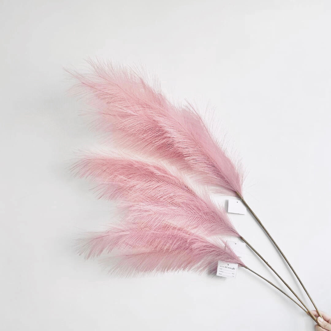 Pampas Grass Decor, 4 Pcs Faux Pampas Grass Plants, 32 inch Artificial Fluffy Tall Pampas Grass for Floor Vase, Pompass Grass Branches, Pompous Grass, Pampass Grass, Pompas Grass (Pink Blush)