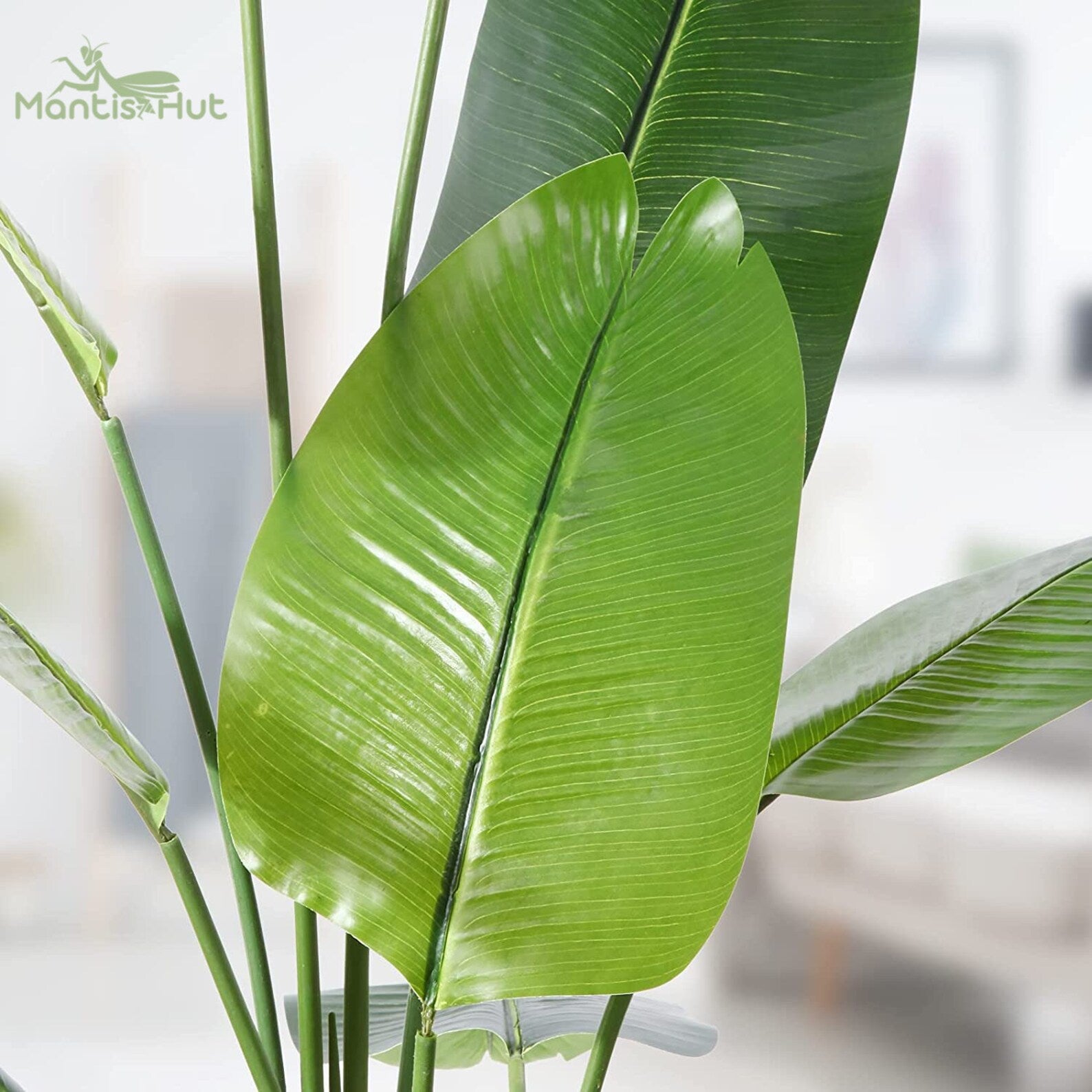 5 feet Bird of Paradise Artificial Plant, Tall Fake Tropical Palm Tree Potted, Realistic Faux Silk Plants for Home Office Outdoor Decor