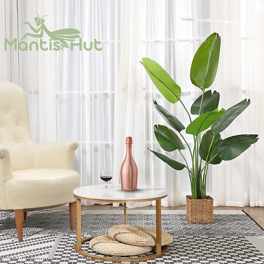 5 feet Bird of Paradise Artificial Plant, Tall Fake Tropical Palm Tree Potted, Realistic Faux Silk Plants for Home Office Outdoor Decor