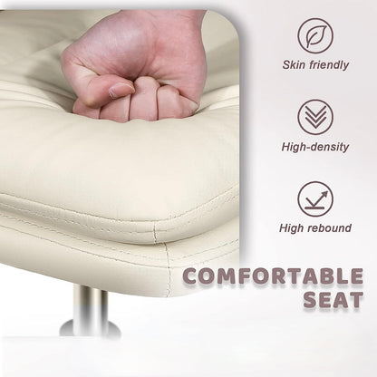 Armless Office Desks Chair with Wheels PU-Padded Vanity Chair Mid-Back Ergonomic Home Office Computer Chair Comfortable Adjustable Swivel Task Chair with Thickened Cushion