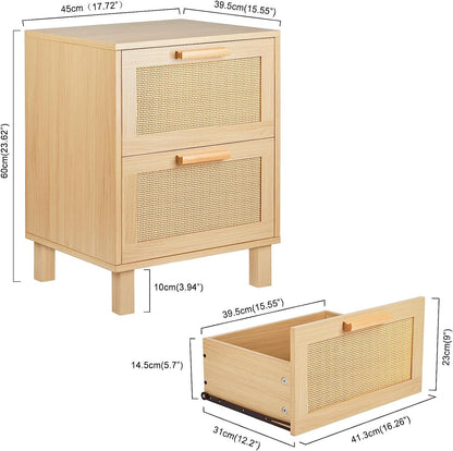 Rattan Dresser, Rattan Chest of Drawers, Closet Storage Oak Drawer Chest for Bedroom, 2 to 6 Rattan Drawers, Rattan Dresser for Bedroom