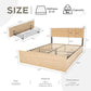 Queen Bed Frame with Natural Rattan Headboard