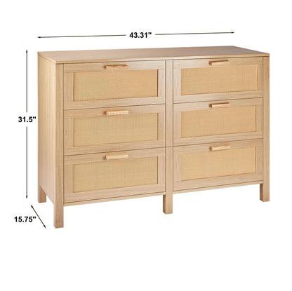 Rattan Dresser, Rattan Chest of Drawers, Closet Storage Oak Drawer Chest for Bedroom, 2 to 6 Rattan Drawers, Rattan Dresser for Bedroom