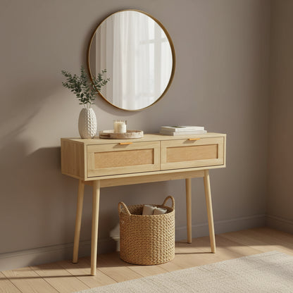Rattan Console Table with Drawers, Rattan Entryway Table, Accent Sofa Table, Rattan Furniture, Hallway table, Living room table, Modern desk
