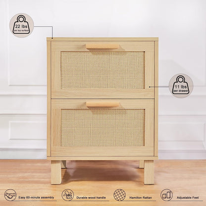 Rattan Dresser, Rattan Chest of Drawers, Closet Storage Oak Drawer Chest for Bedroom, 2 to 6 Rattan Drawers, Rattan Dresser for Bedroom