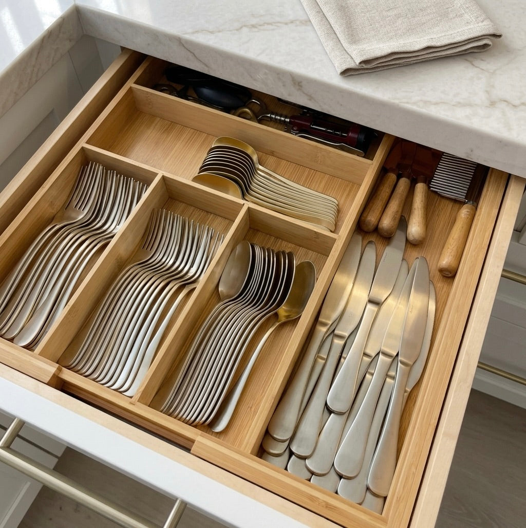 Expandable Bamboo Cutlery Holder