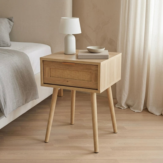 Rattan Nightstand with 1 Drawer