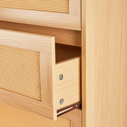 Rattan Dresser, Rattan Chest of Drawers, Closet Storage Oak Drawer Chest for Bedroom, 2 to 6 Rattan Drawers, Rattan Dresser for Bedroom