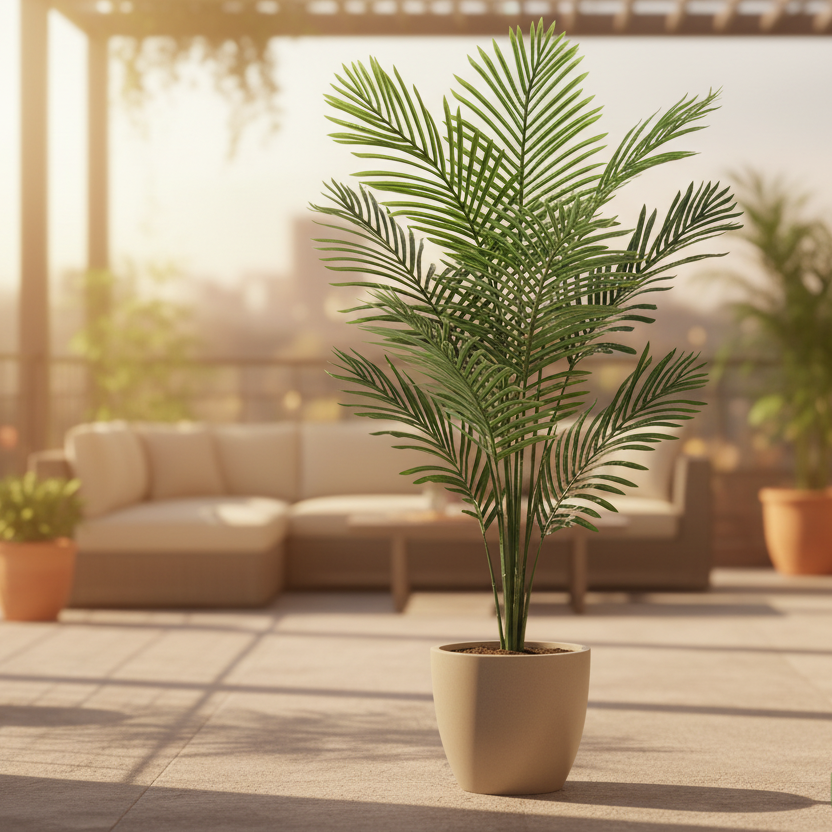 5-foot areca palm tree in a basket 3.5 ft Artificial Areca Palm Decorative Silk Tree with Basket