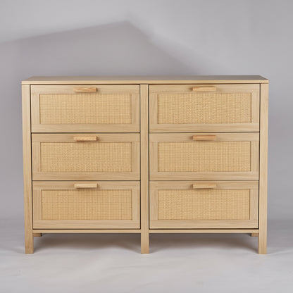 Rattan Dresser, Rattan Chest of Drawers, Closet Storage Oak Drawer Chest for Bedroom, 2 to 6 Rattan Drawers, Rattan Dresser for Bedroom