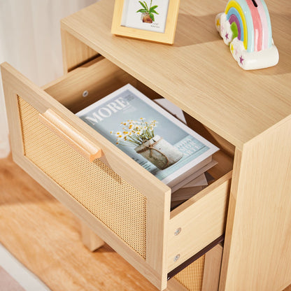 Rattan Dresser, Rattan Chest of Drawers, Closet Storage Oak Drawer Chest for Bedroom, 2 to 6 Rattan Drawers, Rattan Dresser for Bedroom