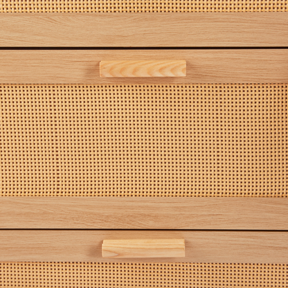 Rattan Dresser, Rattan Chest of Drawers, Closet Storage Oak Drawer Chest for Bedroom, 2 to 6 Rattan Drawers, Rattan Dresser for Bedroom