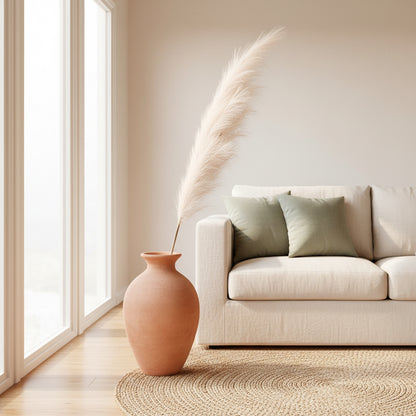 Pampas Grass Decor, 4 Pcs Faux Pampas Grass Plants, 32 inch Artificial Fluffy Tall Pampas Grass for Floor Vase, Pompass Grass Branches, Pompous Grass, Pampass Grass, Pompas Grass (Cream)
