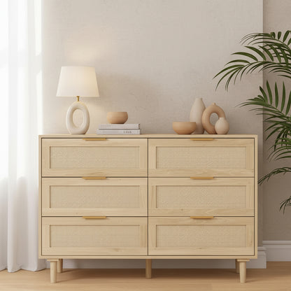 rattan dresser 6 drawers