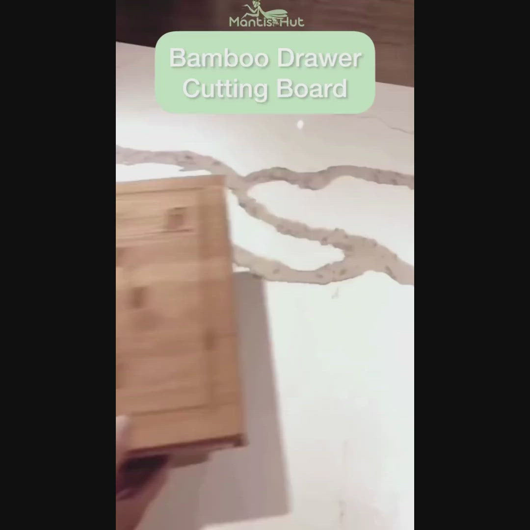 Bamboo Cutting Board with Meal Prep Drawer Compartment