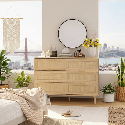 rattan dresser 6 drawers