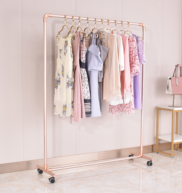 SD Gold Clothing Rack, Rolling Clothes Rack, Boutique Clothing Rack, Clothes Rack Heavy Duty with Wheels (Rose Gold)