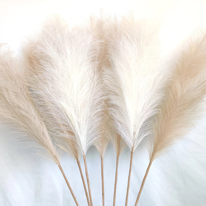 Pampas Grass Decor, 4 Pcs Faux Pampas Grass Plants, 32 inch Artificial Fluffy Tall Pampas Grass for Floor Vase, Pompass Grass Branches, Pompous Grass, Pampass Grass, Pompas Grass (Cream)