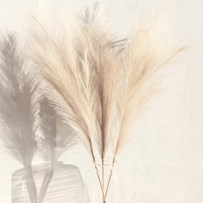 Pampas Grass Decor, 4 Pcs Faux Pampas Grass Plants, 32 inch Artificial Fluffy Tall Pampas Grass for Floor Vase, Pompass Grass Branches, Pompous Grass, Pampass Grass, Pompas Grass (Cream)