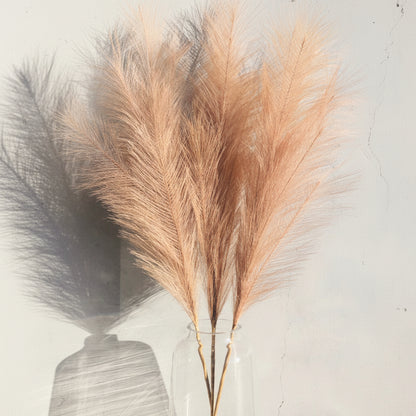 Pampas Grass Decor, 4 Pcs Faux Pampas Grass Plants, 32 inch Artificial Fluffy Tall Pampas Grass for Floor Vase, Pompass Grass Branches, Pompous Grass, Pampass Grass, Pompas Grass (Natural Brown)