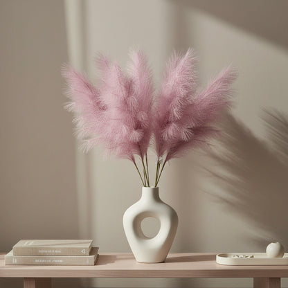 Pampas Grass Decor, 4 Pcs Faux Pampas Grass Plants, 32 inch Artificial Fluffy Tall Pampas Grass for Floor Vase, Pompass Grass Branches, Pompous Grass, Pampass Grass, Pompas Grass (Lilac Taupe)