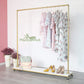 Gold Metal Clothing Rack with Wood Shelf, Heavy Duty Rolling Garment Rack with Wheels for Bedroom Retail Boutique Use